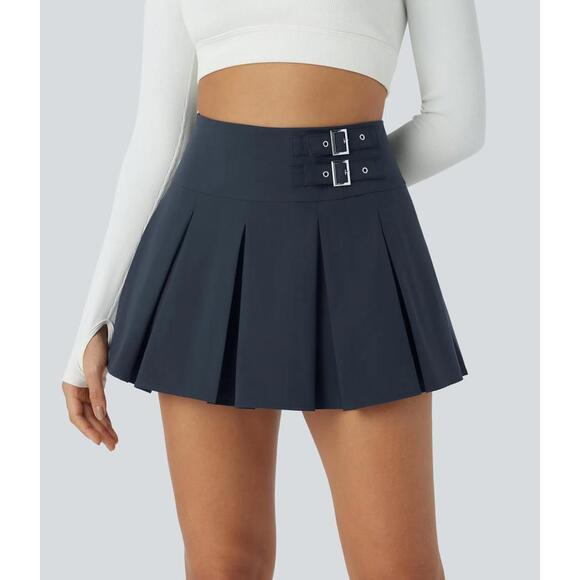 Halara Dresses & Skirts - NWT Halara High Waisted Buckle 2-in-1 Side Pocket Mini Dance Skirt Size Large